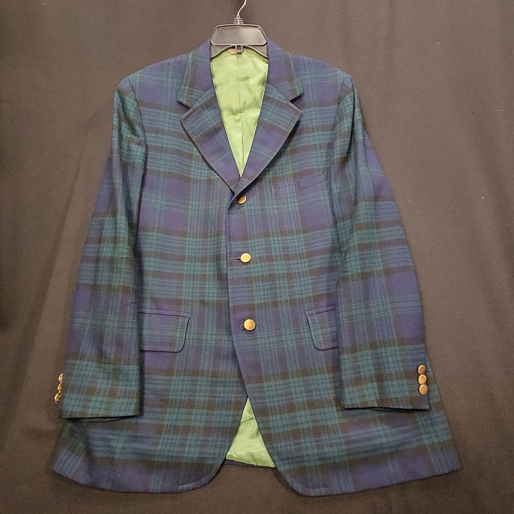 VTG Scotland House Mathieson Hunting Tartan Wool Blazer 44R USA ACWA Union